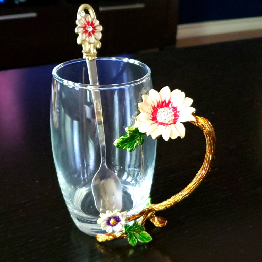 NWT English Flower Crystal Tea Cup